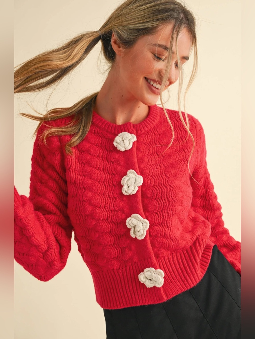 Sweet Serendipity Knit Sweater in Bright Red